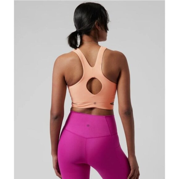 NWT Athleta Conscious Crop Cut Out Bra XS/S D-DD Peach Performance - Picture 2 of 2